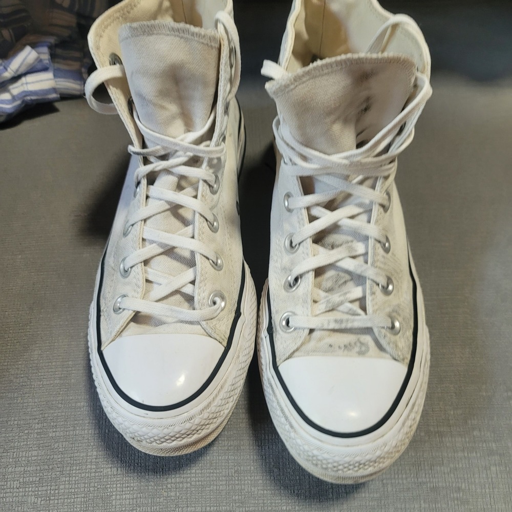 Converse Chuck Taylor All Star Chunky Lift Platform High Top White Sneakers 7W